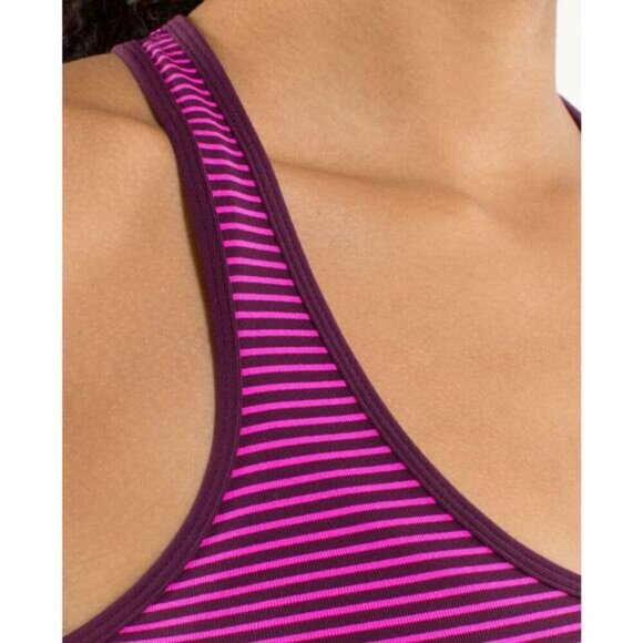 LULULEMON Cool Racerback Sz 4 Hyper Stripe Raspberry Glo Light / Plum - Picture 2 of 9